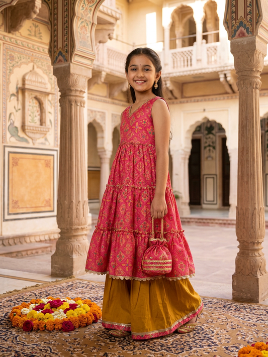 Rosy Rang Festive Lehenga Set For Girls