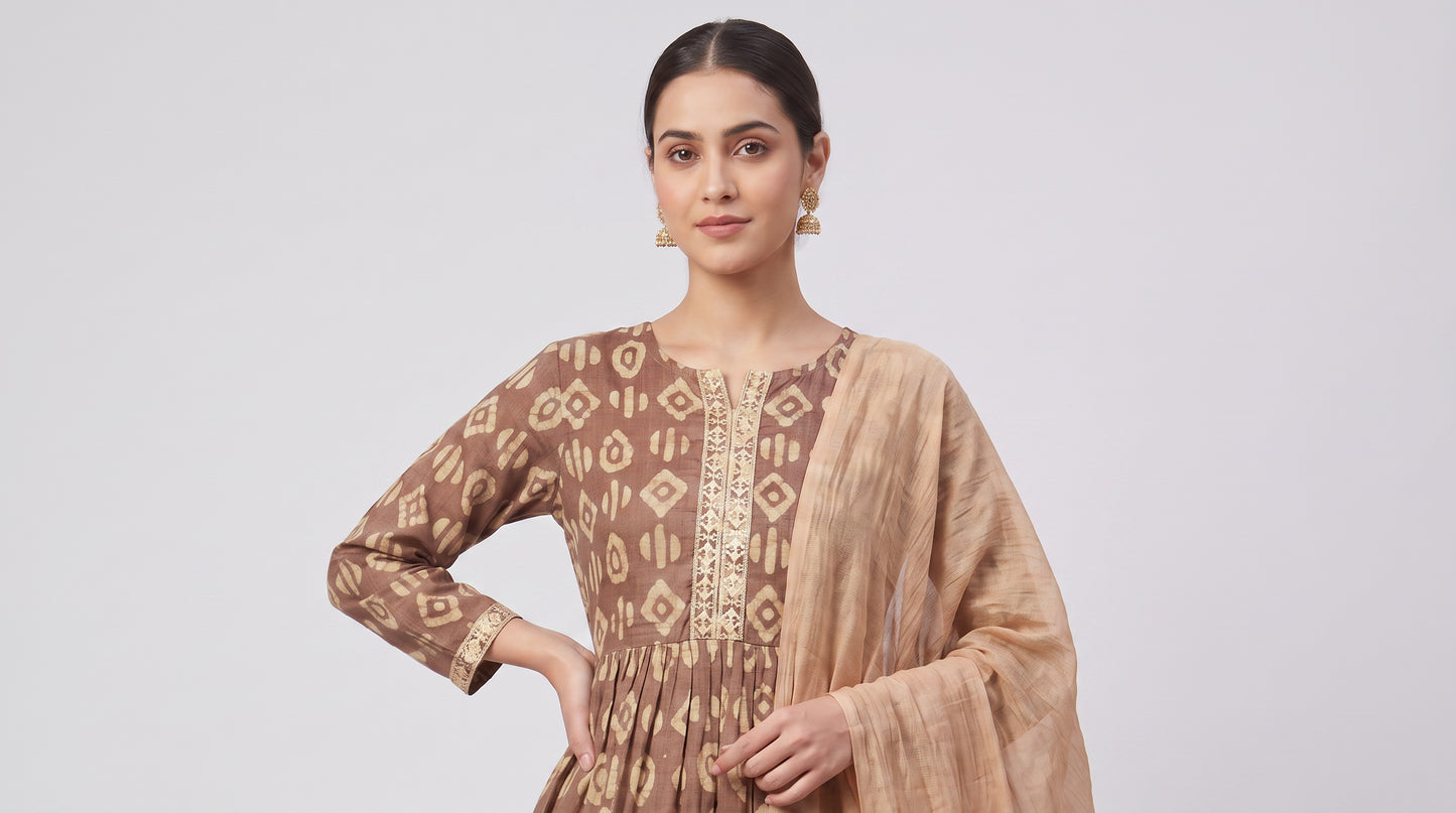 Bhagalpuri Cotton Printed Kurta Set with Dupatta