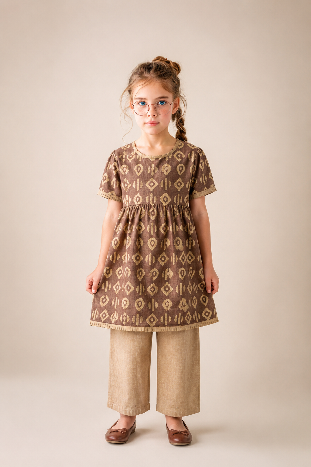 Neemroz Cotton Bhagalpuri Printed Dress Set for Girls