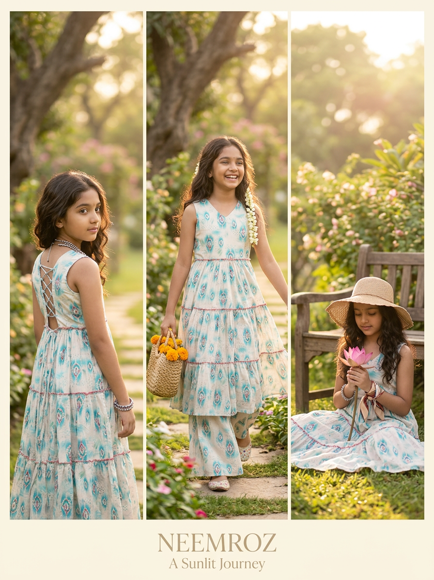 Mint Blossom Garden Dress For Girls
