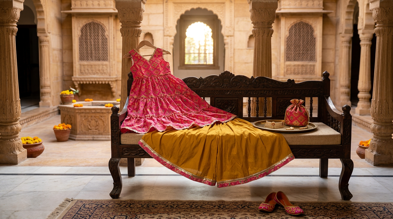 Rosy Rang Festive Lehenga Set For Girls
