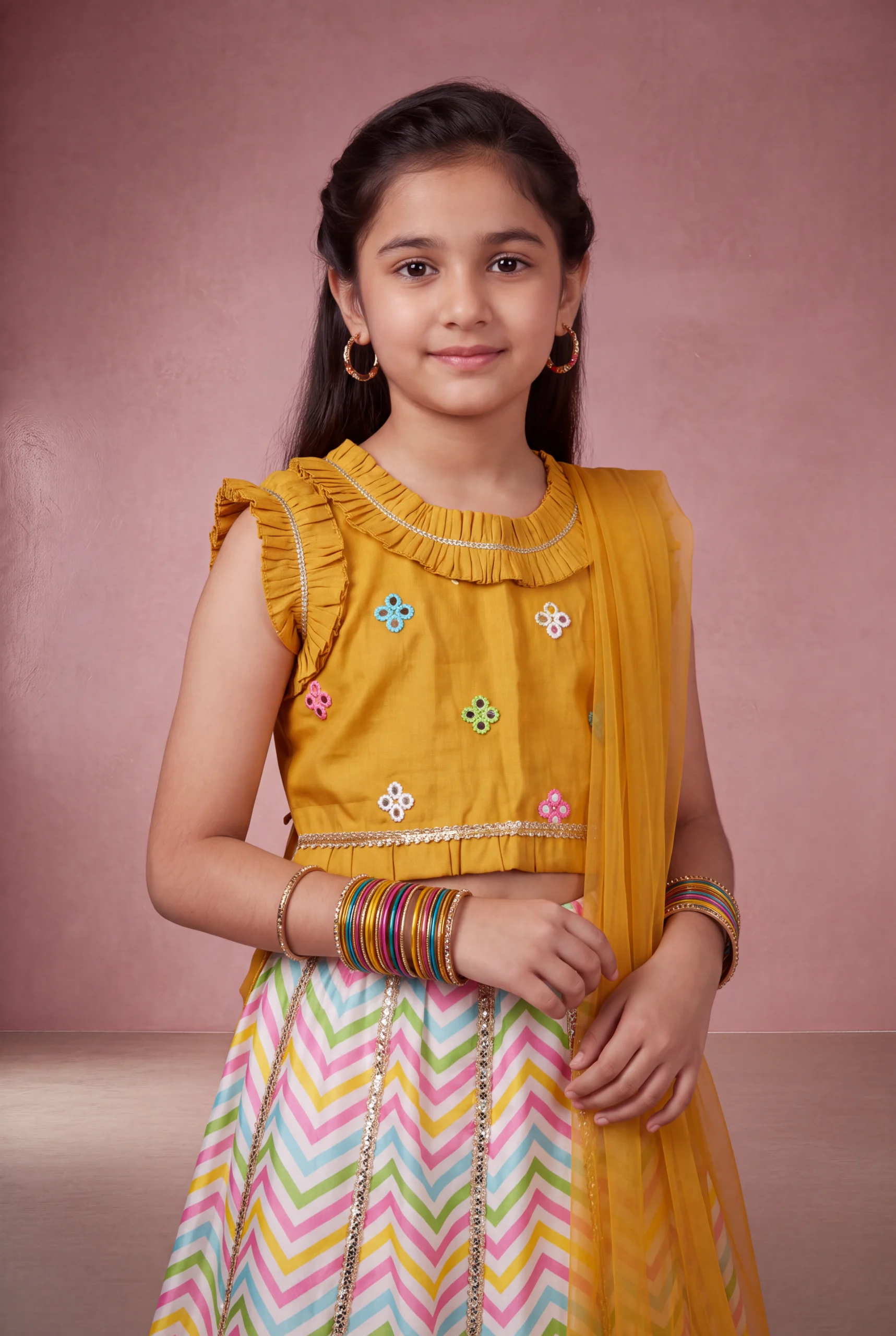 Girls Traditional Lehenga Set with Dupatta - Image 2