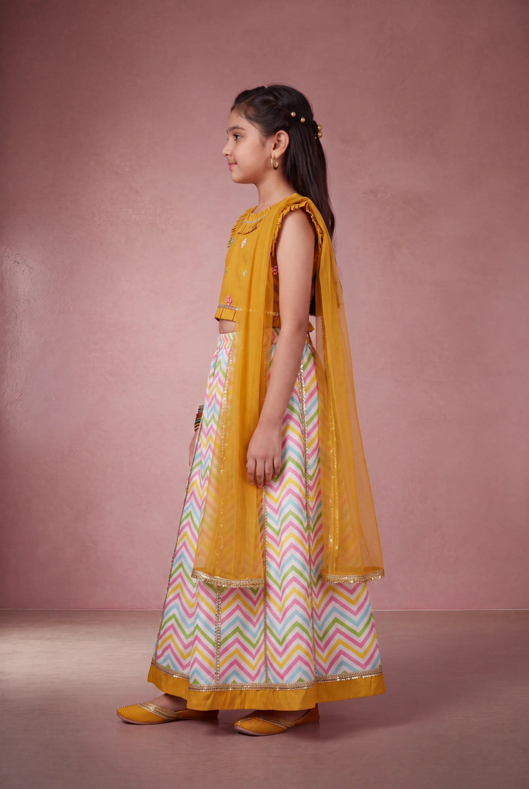Girls Traditional Lehenga Set with Dupatta - Image 3